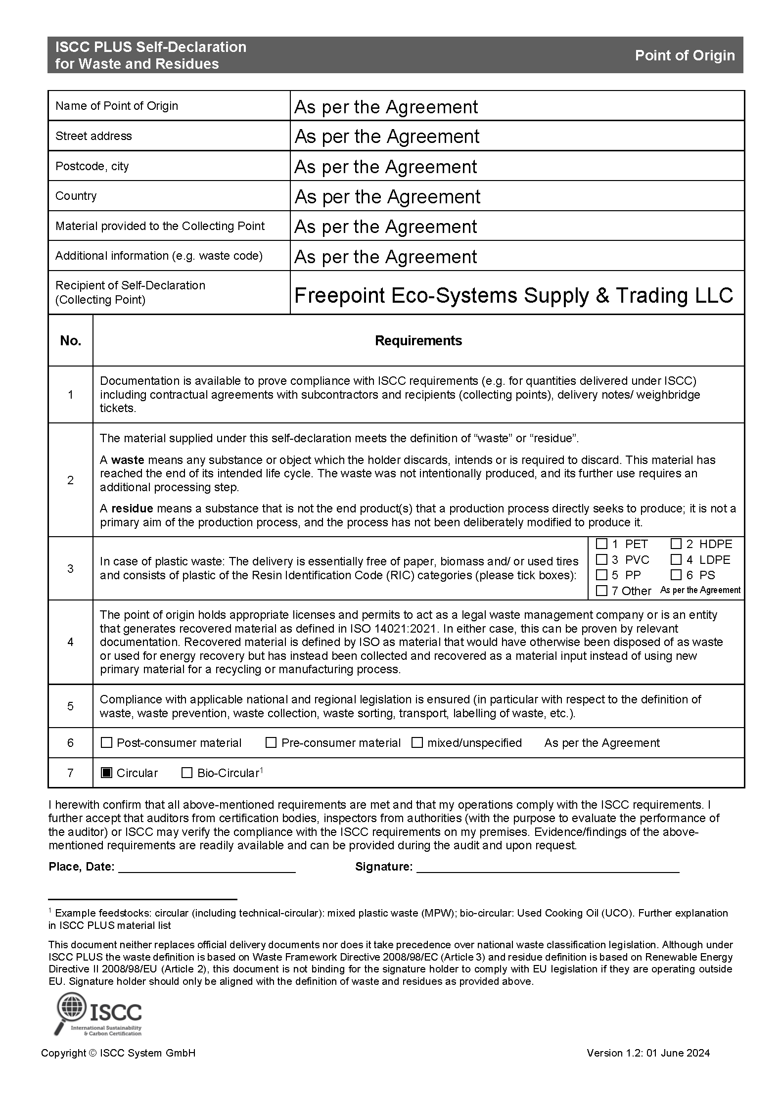 ISCC Form